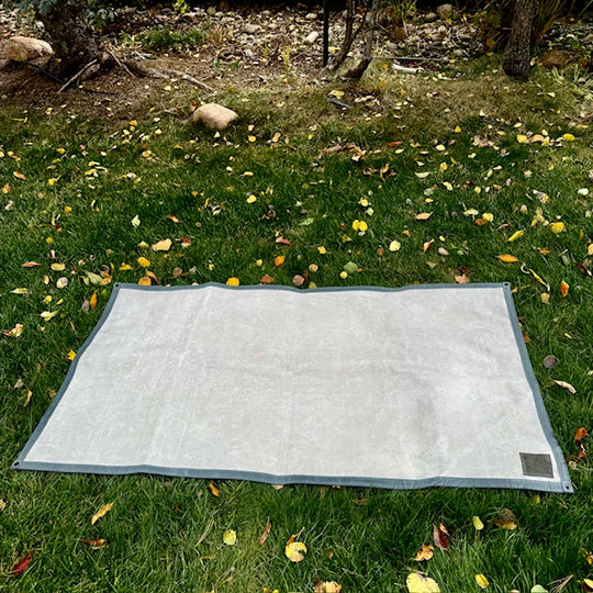 Extra Large Waxed Canvas and Gray Leather Lined Bushcraft Ground Cloth