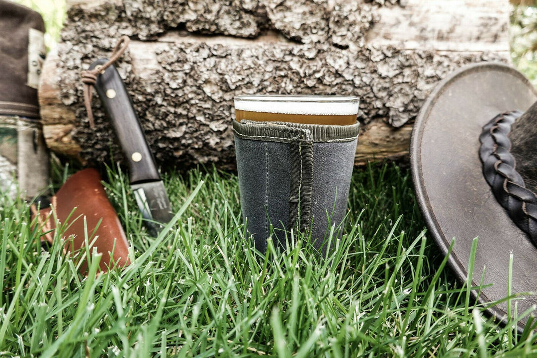 Adjustable Bushcraft Pint Glass Beer Cooler Cozy Waxed Canvas Insulated (Various Colors - Colorado Bushcraft