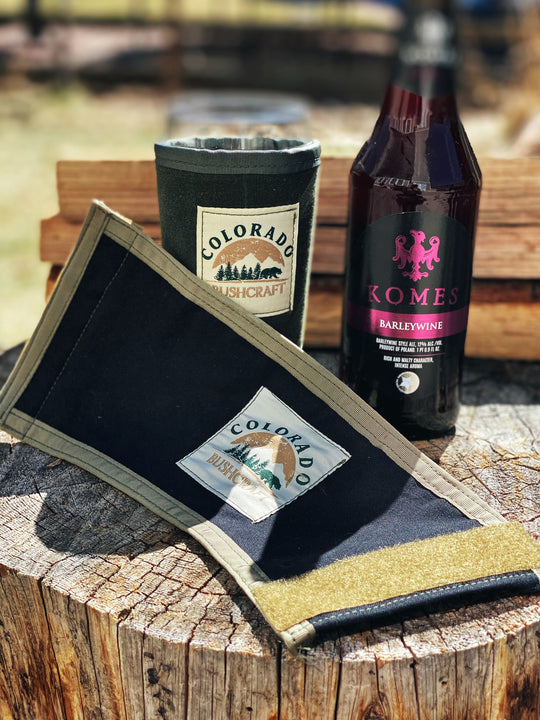 Adjustable Bushcraft Pint Glass Beer Cooler Cozy Waxed Canvas Insulated (Various Colors - Colorado Bushcraft