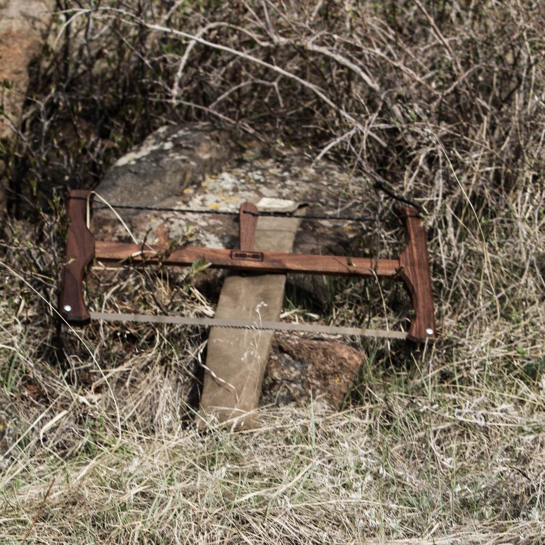 Handmade Waxed Canvas Bushcraft Bow Frame Saw Sheath Pouch (Field Tan) - Colorado Bushcraft