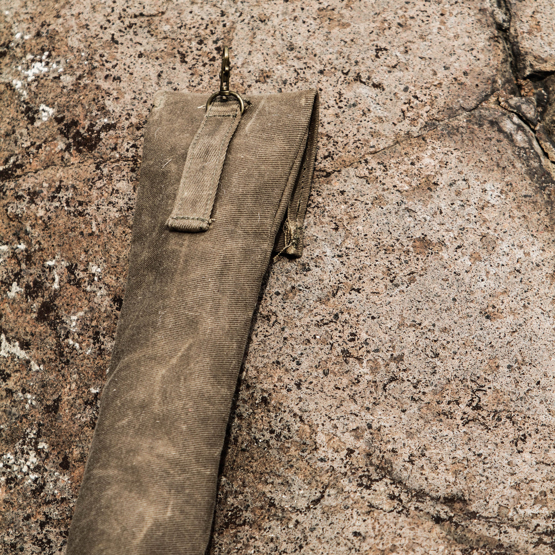 Handmade Waxed Canvas Bushcraft Bow Frame Saw Sheath Pouch (Field Tan) - Colorado Bushcraft