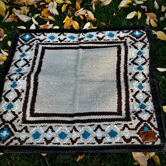 Handwoven Apache 100% Wool Blanket Lined Waxed Canvas Groundcloth (Large)