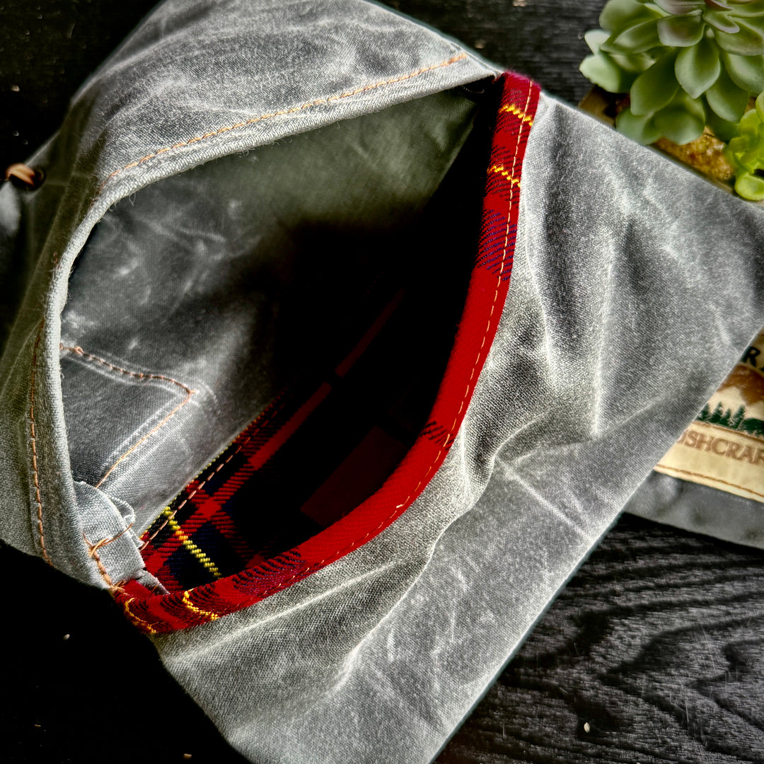 Handmade Waxed Canvas Bushcraft Roll Pouch For Pipe Tobacco Stove EDC  (charcoal)