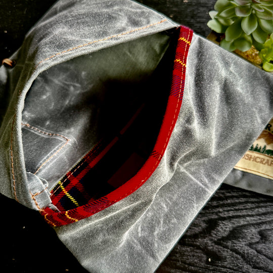 Handmade Waxed Canvas Bushcraft Roll Pouch For Pipe Tobacco Stove EDC  (charcoal)