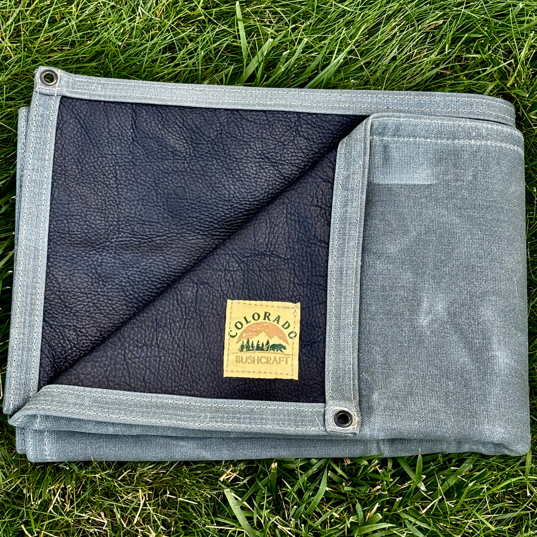 Large Heavyweight Waxed Canvas and Leather Lined Groundcloth
