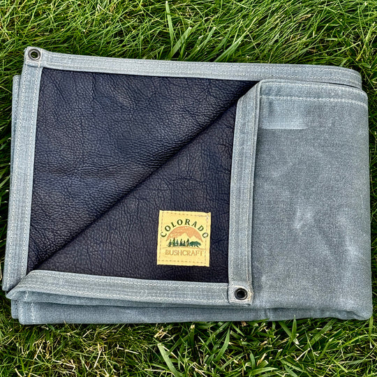 Large Heavyweight Waxed Canvas and Leather Lined Groundcloth