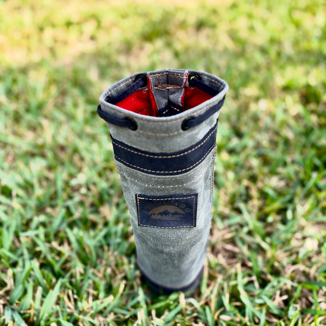 Handmade Waxed Canvas Wool Insulated Bushcraft Wine Bottle Carrier Coozie