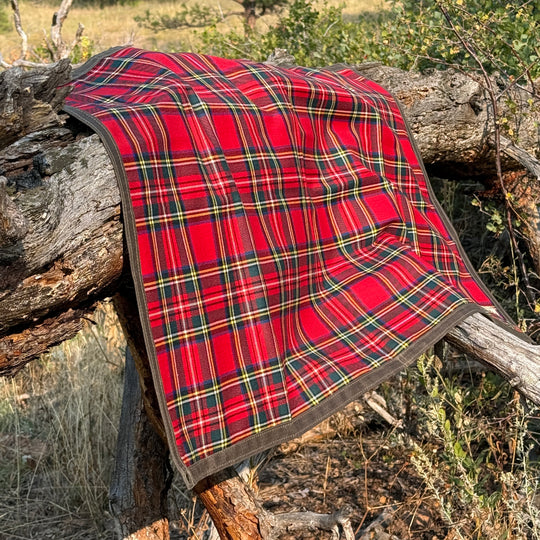 Small Waxed Canvas and 100% Tartan Wool Lined Bushcraft Ground Cloth