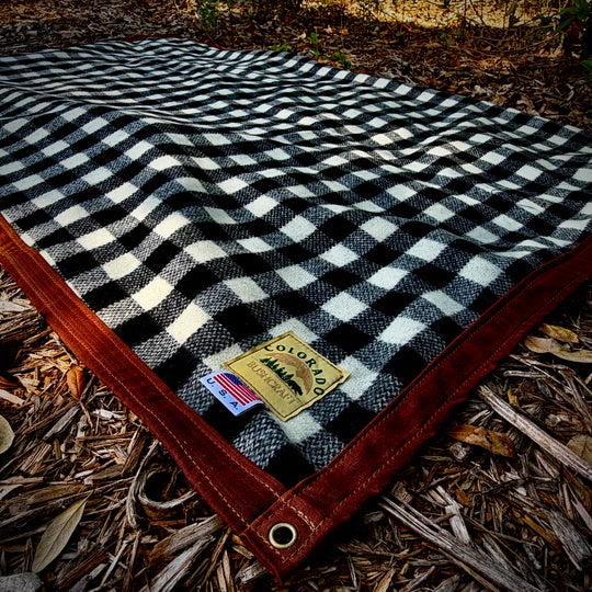 Extra Large Waxed Canvas and B/W Check Wool Lined Bushcraft Ground Cloth