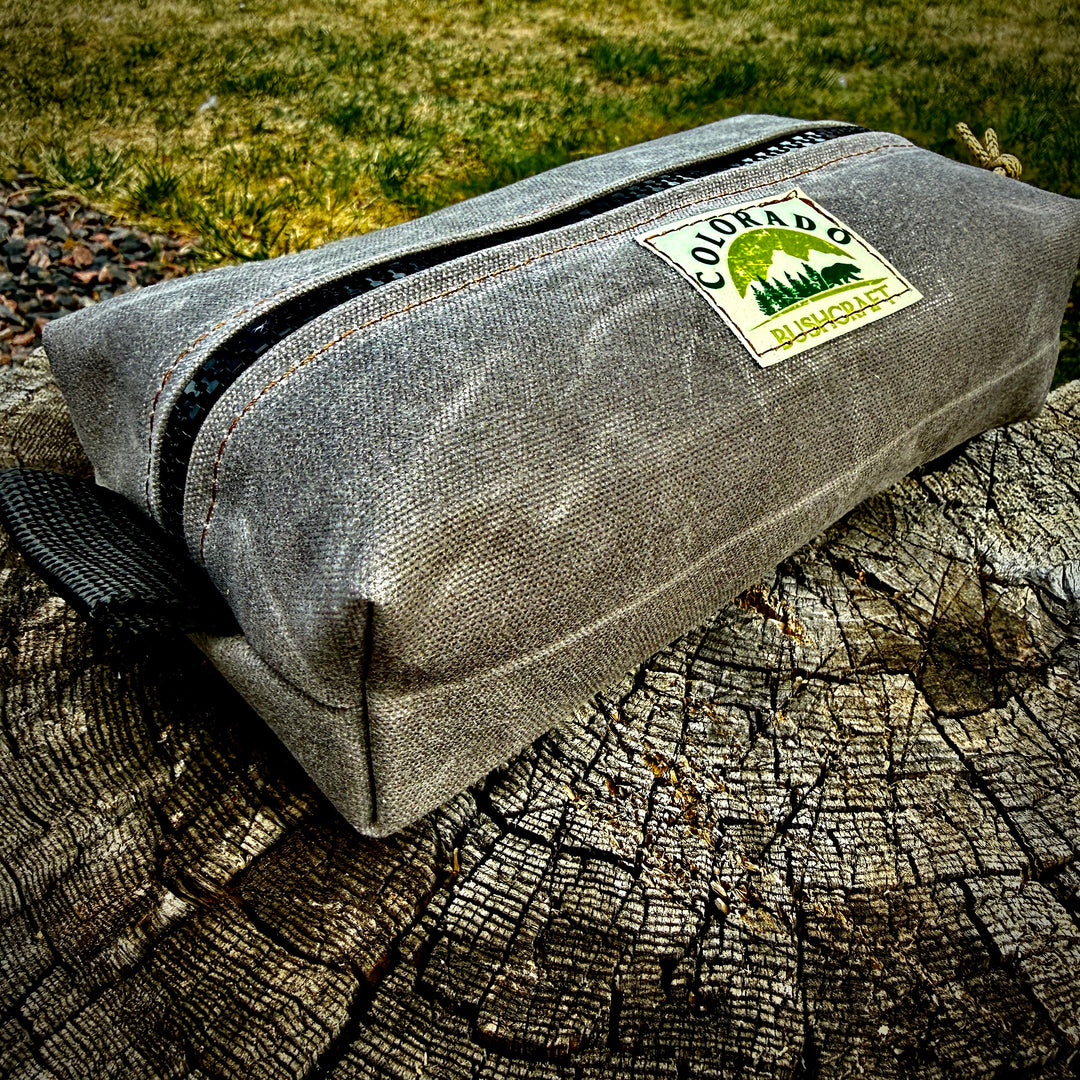 Heavy Duty Waxed Canvas Small Simple Box Pouch Bushcraft Survival Camping Possibles Dopp Grooming