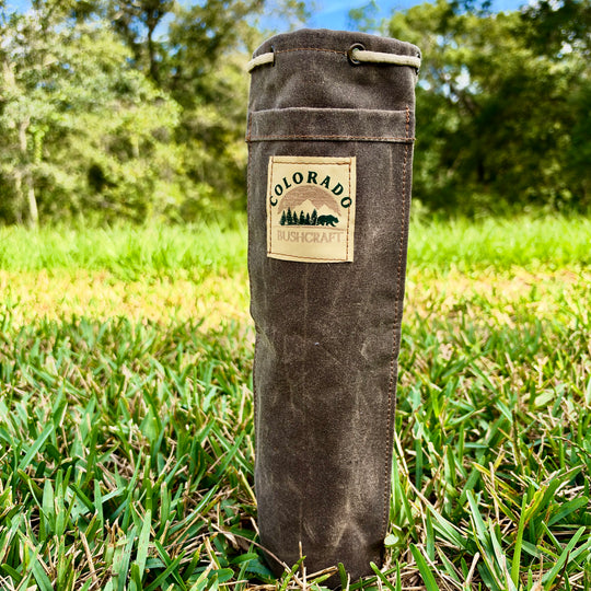 Handmade Waxed Canvas Wool Insulated Bushcraft Wine Bottle Carrier Coozie