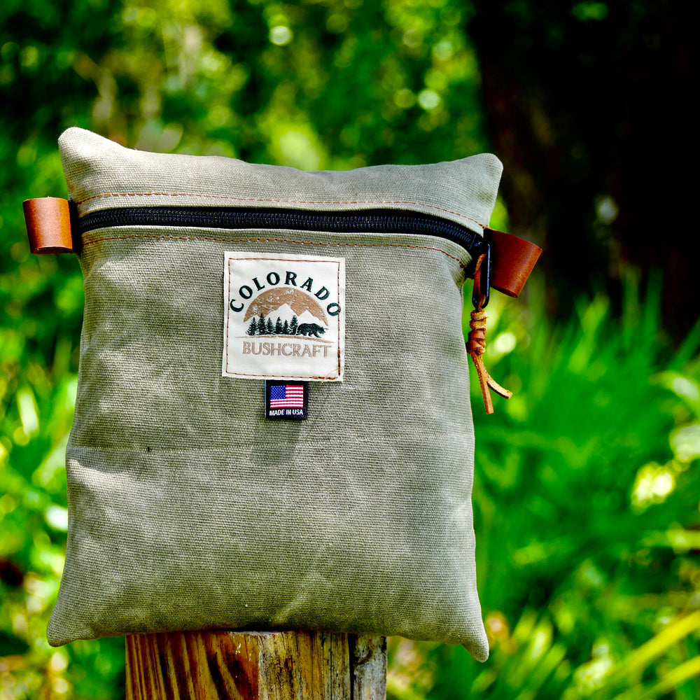 Handmade Large Waxed Canvas Traditional EDC Pouch Bushcraft Survival Camping Possibles Dopp Grooming (Field Tan)