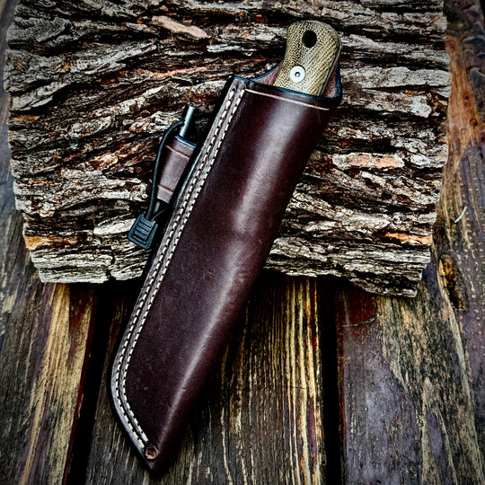 Adventure Sworn Classic (R) Bushcraft Knife: Field Tan Canvas Micarta