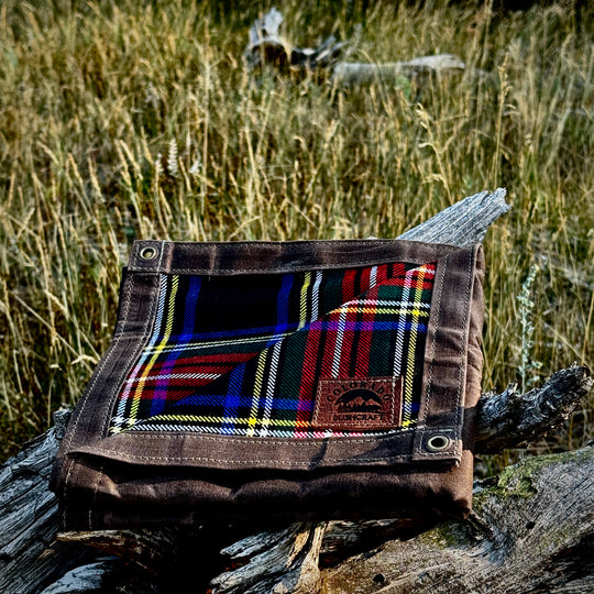 Small Waxed Canvas and 100% Tartan Wool Lined Bushcraft Ground Cloth