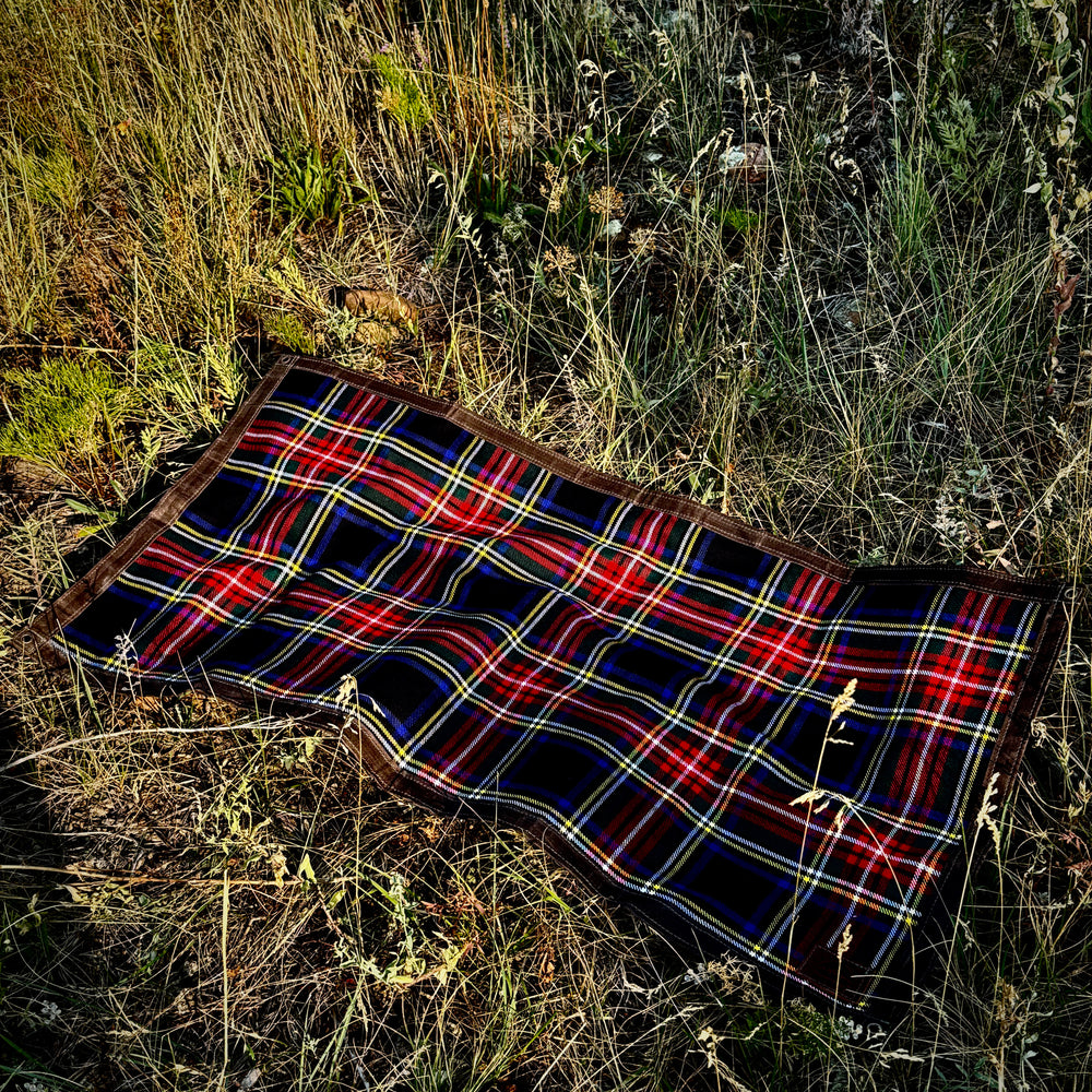 Small Waxed Canvas and 100% Tartan Wool Lined Bushcraft Ground Cloth