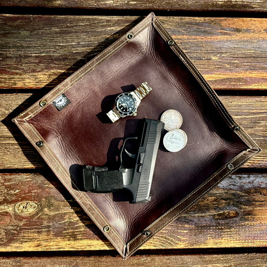 Medium Waxed Canvas and Leather Lined Lined  Desk Caddy Organinzer Tray Butler