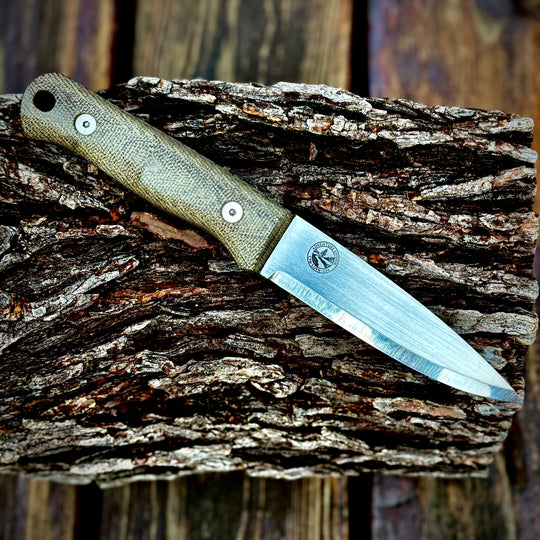 Adventure Sworn Classic (R) Bushcraft Knife: Field Tan Canvas Micarta