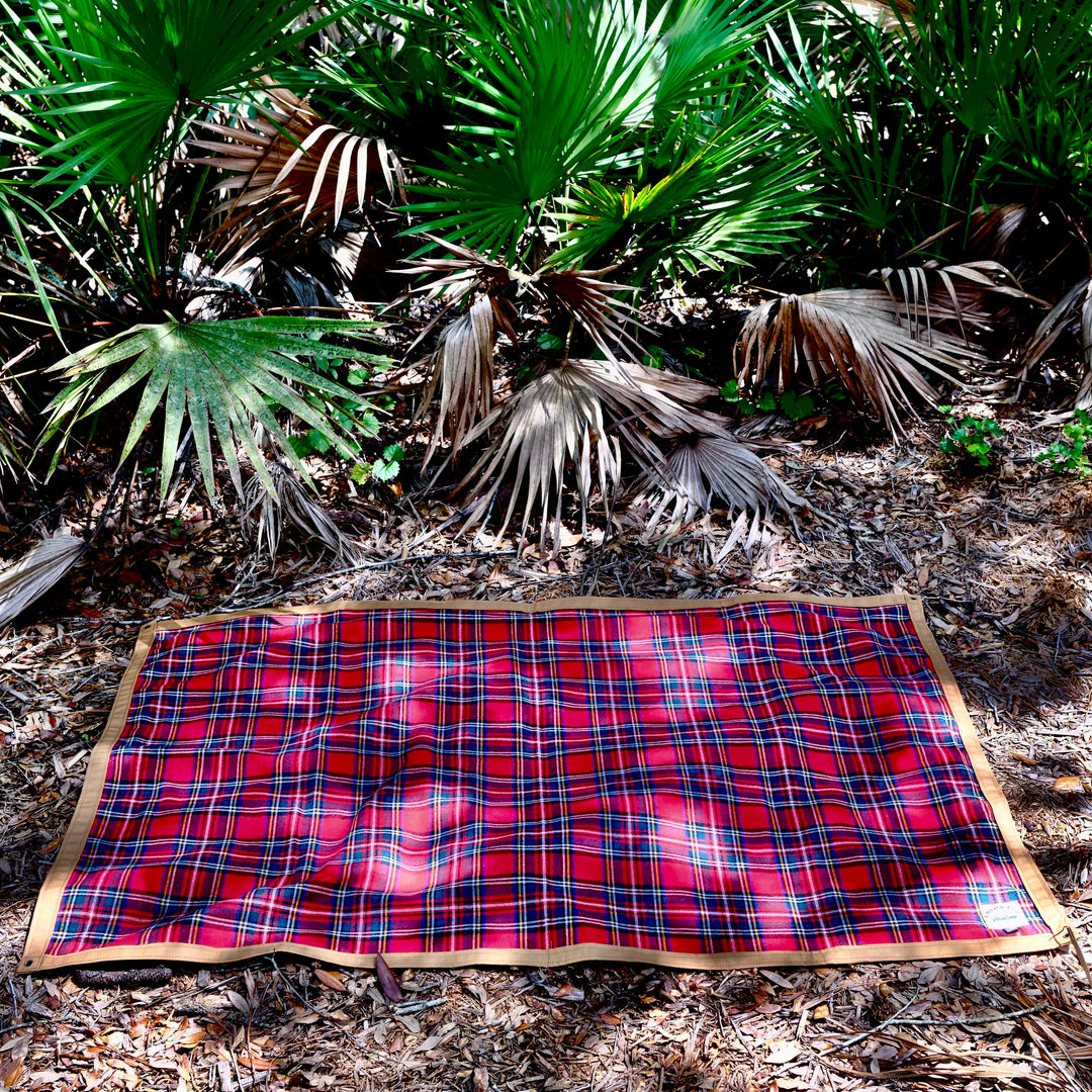 Extra Large Waxed Canvas and 100% Tartan Wool Lined Bushcraft Ground Cloth
