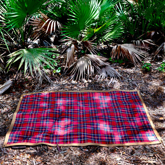 Extra Large Waxed Canvas and 100% Tartan Wool Lined Bushcraft Ground Cloth