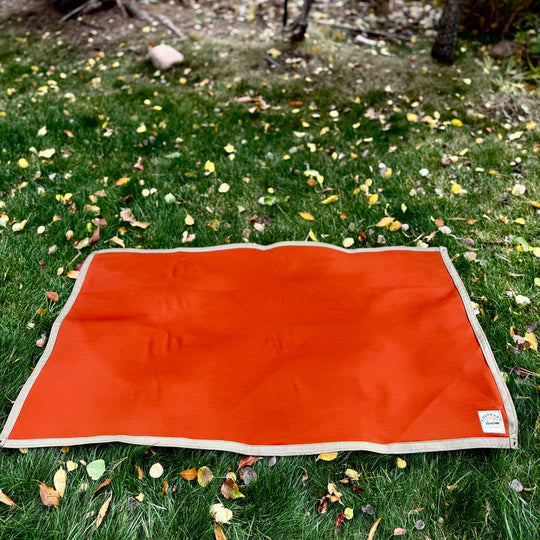 XL Waxed Canvas and Rust Color Merino Wool Lined Bushcraft Ground Cloth