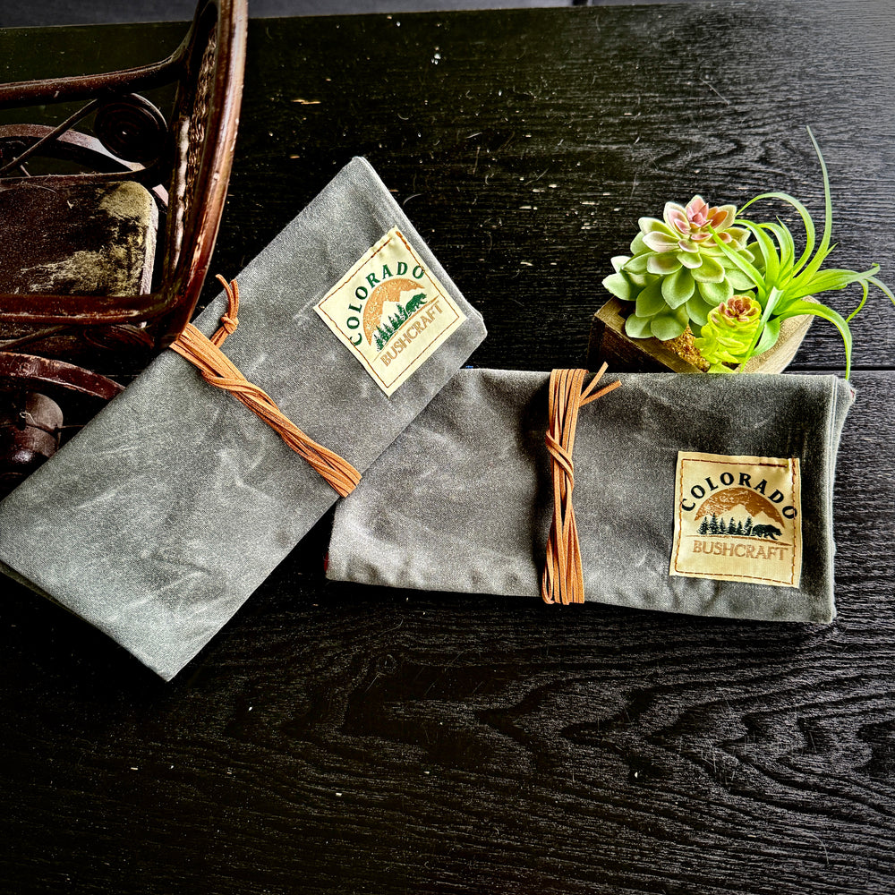 Handmade Waxed Canvas Bushcraft Roll Pouch For Pipe Tobacco Stove EDC  (charcoal)