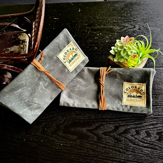 Handmade Waxed Canvas Bushcraft Roll Pouch For Pipe Tobacco Stove EDC  (charcoal)