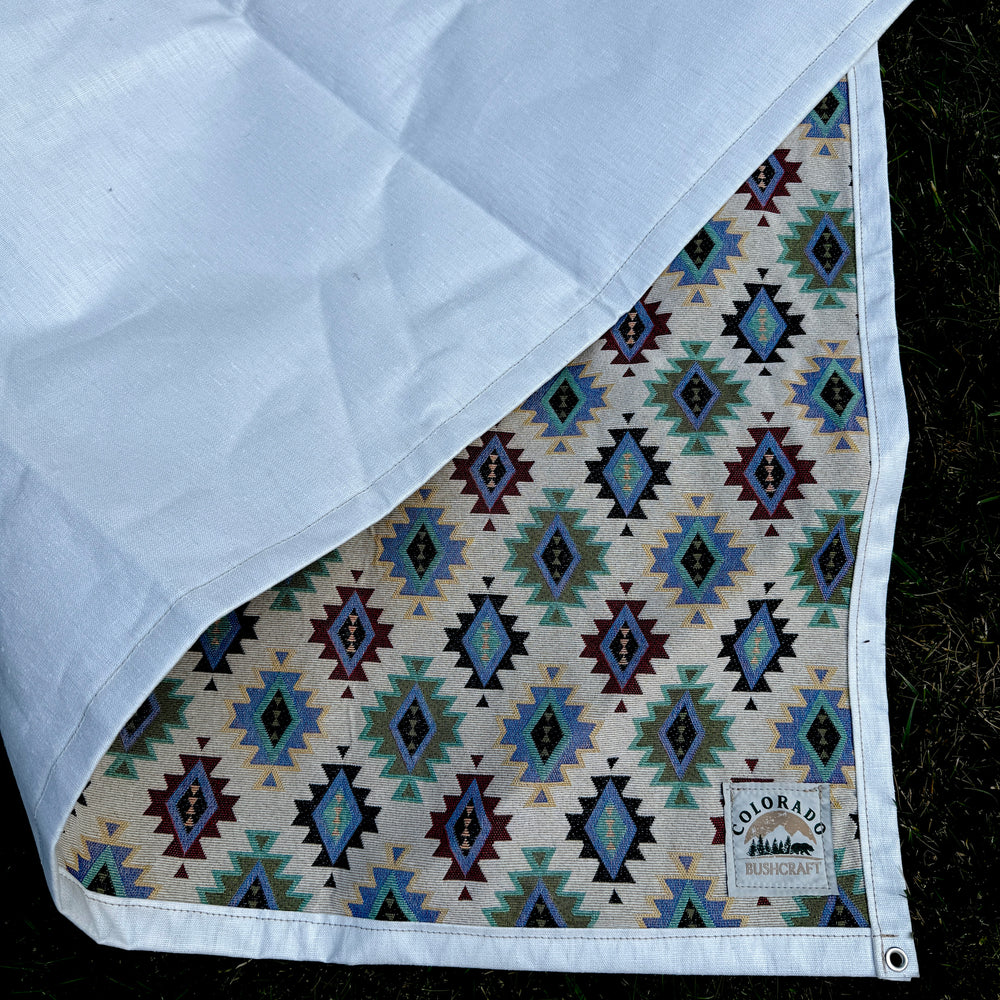 Extra Large Hemp XPac and Aztec Print Lined Bushcraft Ground Cloth