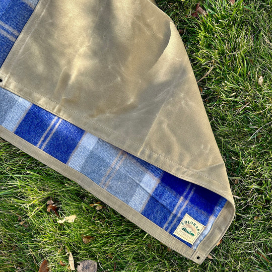 Extra Large Heavyweight Waxed Canvas and Tartan Wool Lined Bushcraft Ground Cloth
