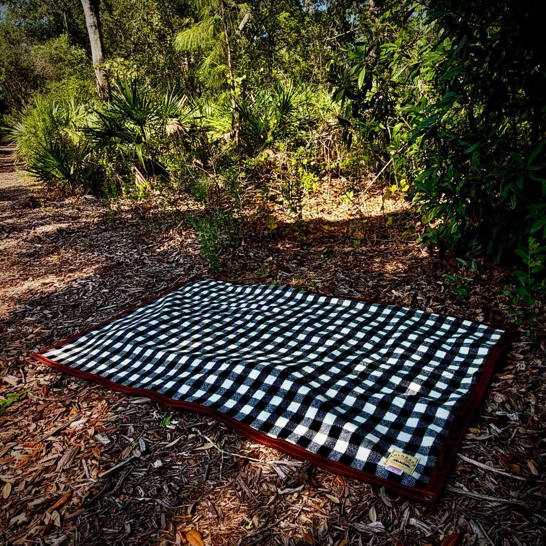 Extra Large Waxed Canvas and B/W Check Wool Lined Bushcraft Ground Cloth
