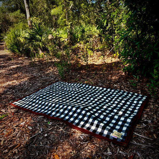 Extra Large Waxed Canvas and B/W Check Wool Lined Bushcraft Ground Cloth