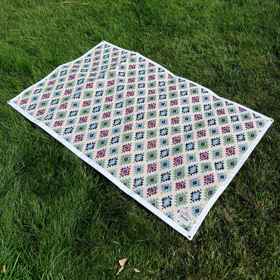 Extra Large Hemp XPac and Aztec Print Lined Bushcraft Ground Cloth