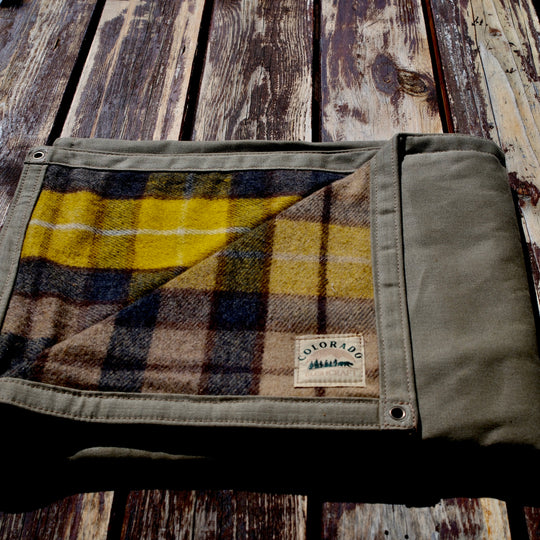 Extra Large Heavy Duty Waxed Canvas and Tartan Wool Lined Bushcraft Ground Cloth