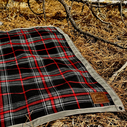 Extra Large Waxed Canvas and Tartan Wool Lined Bushcraft Ground Cloth