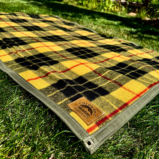 Extra Large Heavyweight Waxed Canvas and MacLeod Tartan Wool Lined Bushcraft Ground Cloth
