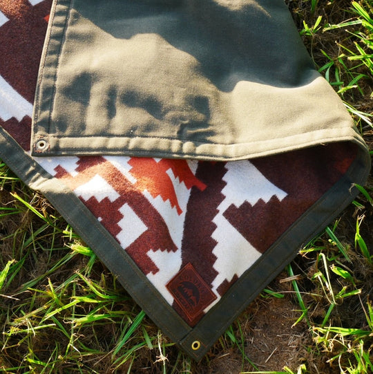 Extra Large Heavyweight Waxed Canvas and Peruvian Alpaca Wool Lined Bushcraft Ground Cloth