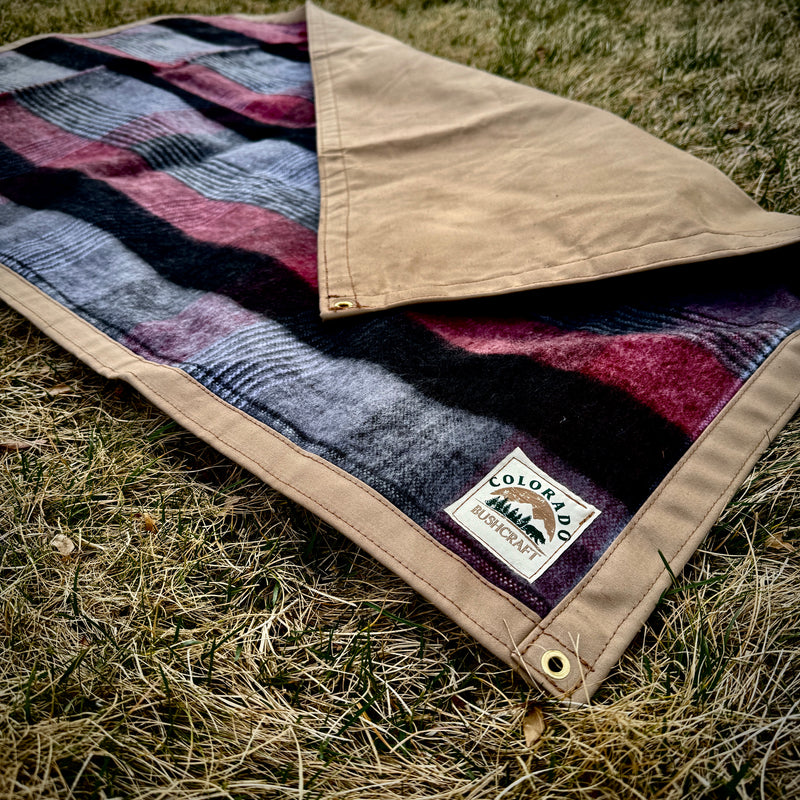 Extra Large Heavyweight Waxed Canvas and Alpaca Wool Lined Bushcraft Ground Cloth