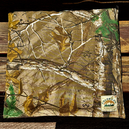 Realtree Bushcraft Cooshun - Waxed Canvas, Woodland Camo Cordura, and Wool Sitting Pad