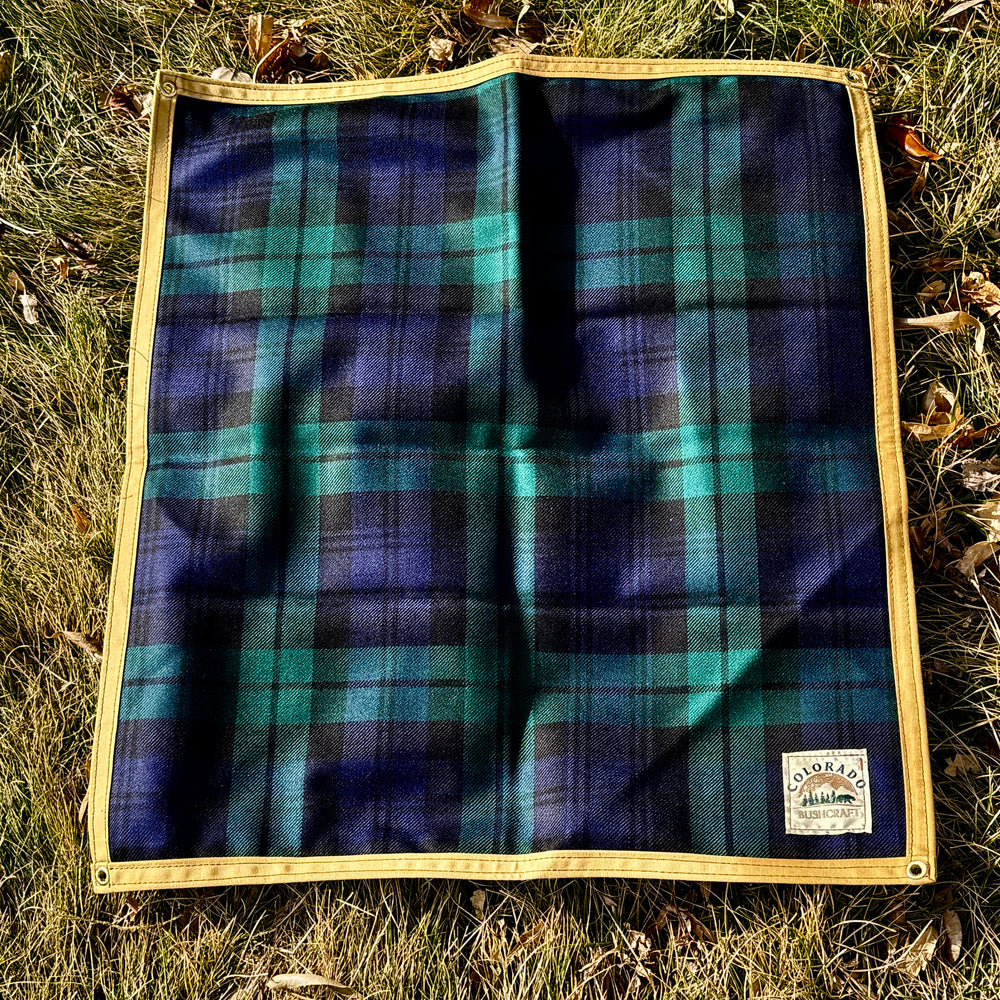 Small Waxed Canvas and Tartan Wool Lined Bushcraft Ground Cloth