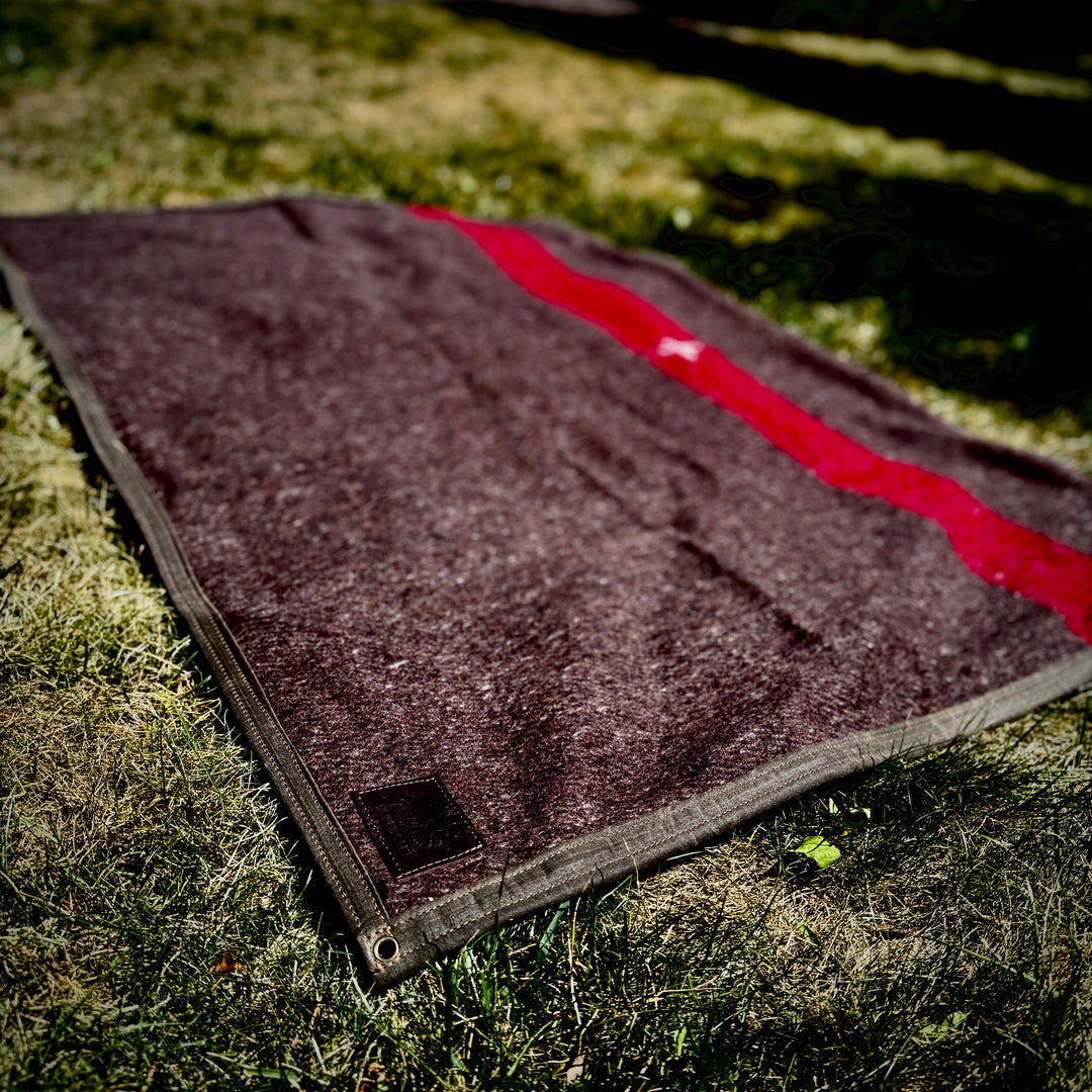 Extra Large Waxed Canvas & Vintage Wool Swiss Army Blanket Lined Groundcloth