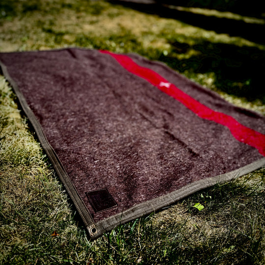Extra Large Waxed Canvas & Vintage Wool Swiss Army Blanket Lined Groundcloth