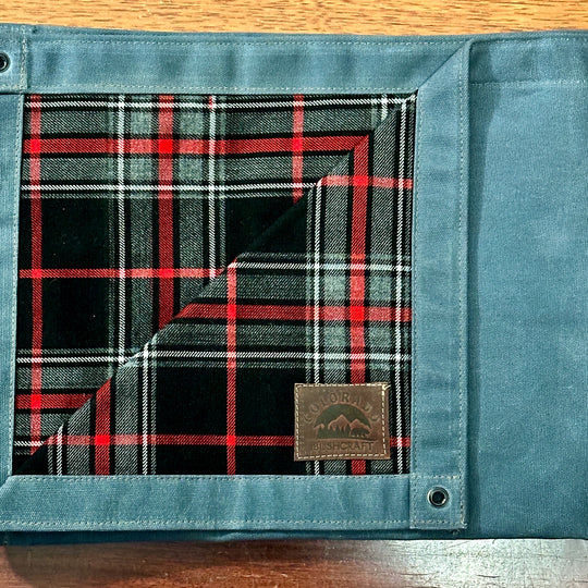 Extra Large Heavyweight Waxed Canvas and Tartan Wool Lined Bushcraft Ground Cloth