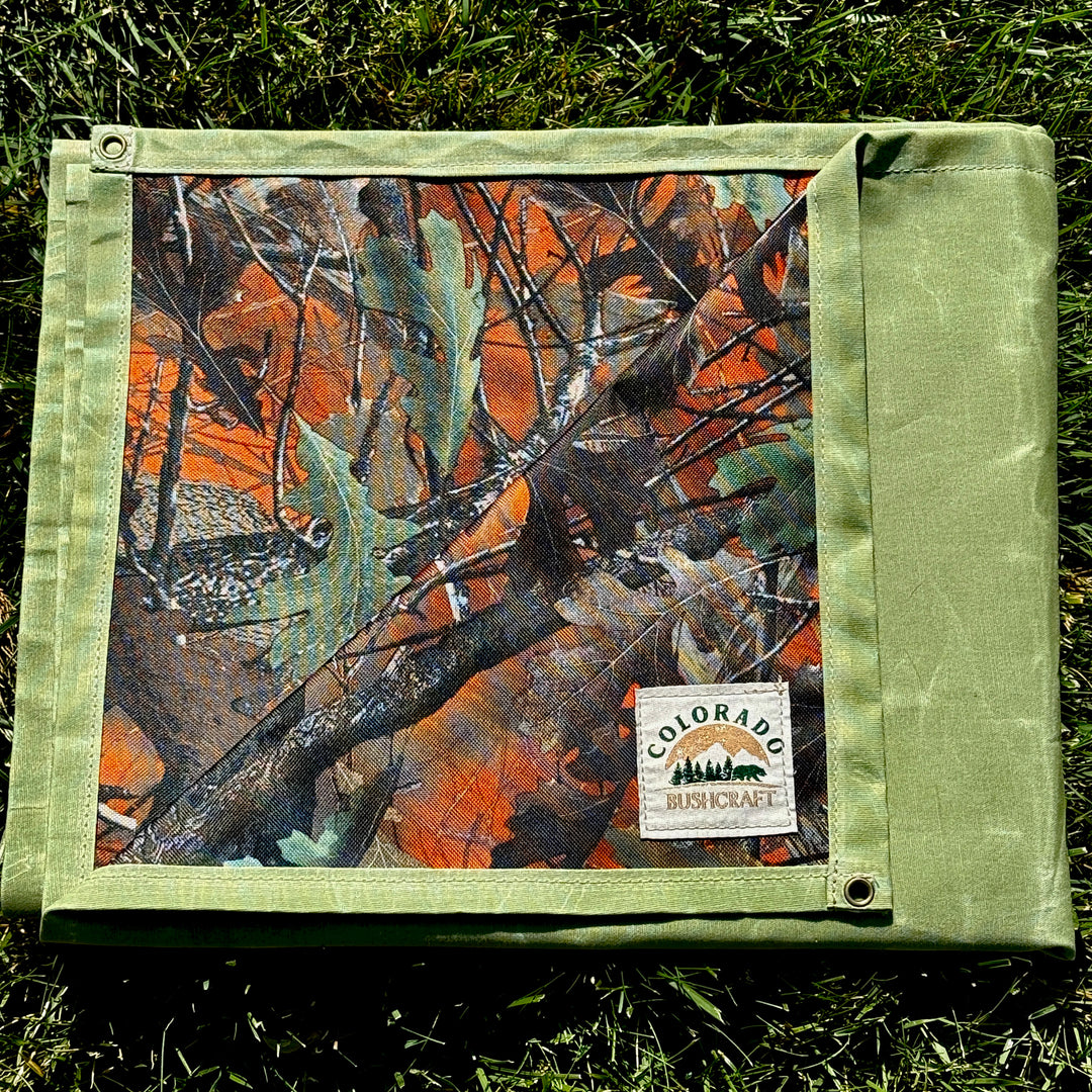 Extra Large Waxed Canvas and Oak Brush Blaze Cordura 600D Nylon Bushcraft Ground Cloth