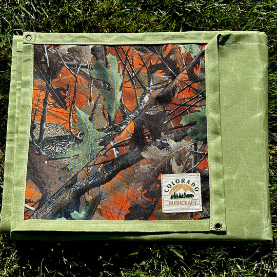 Extra Large Waxed Canvas and Oak Brush Blaze Cordura 600D Nylon Bushcraft Ground Cloth