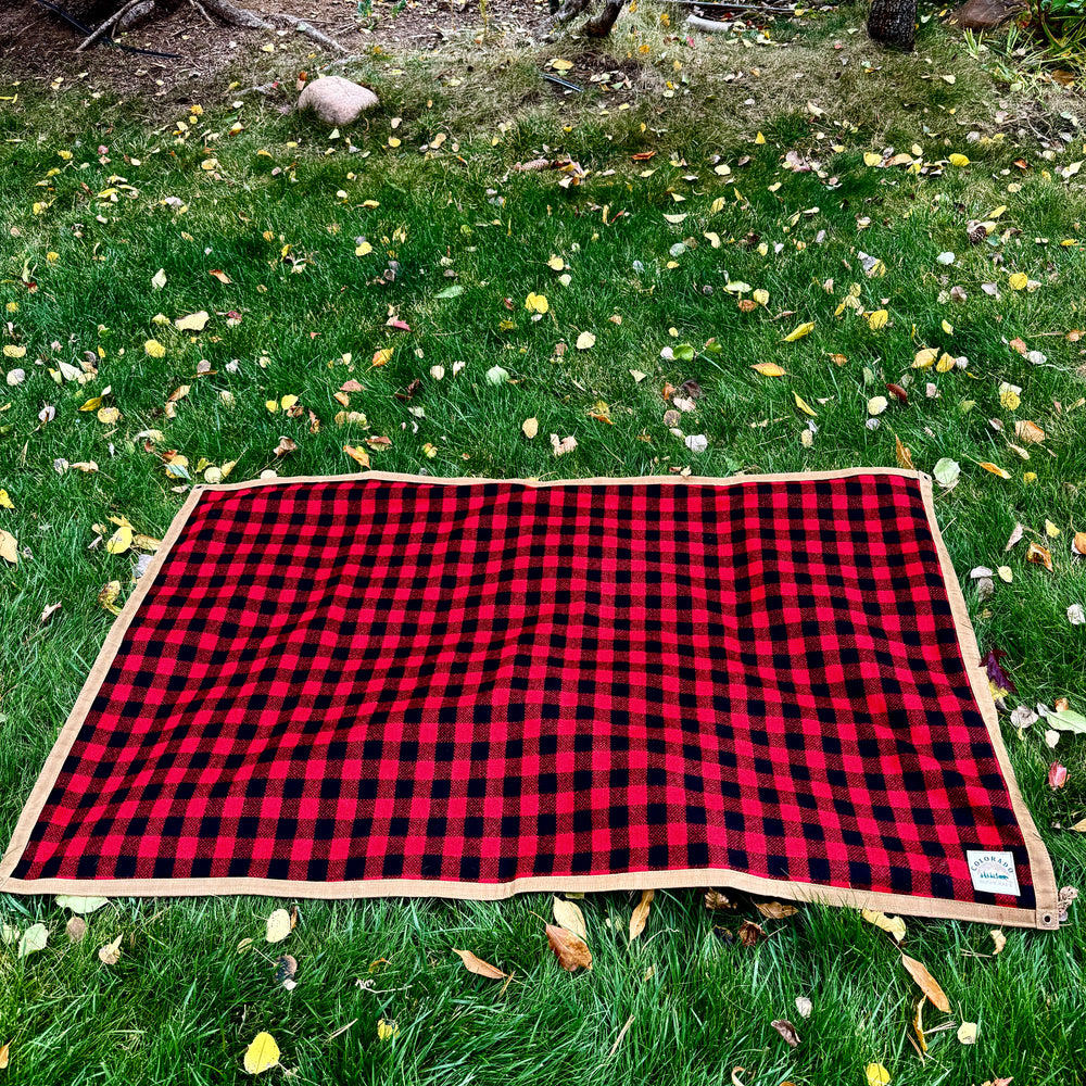 Extra Large Waxed Canvas and Buffalo Plaid Wool Lined Bushcraft Ground Cloth