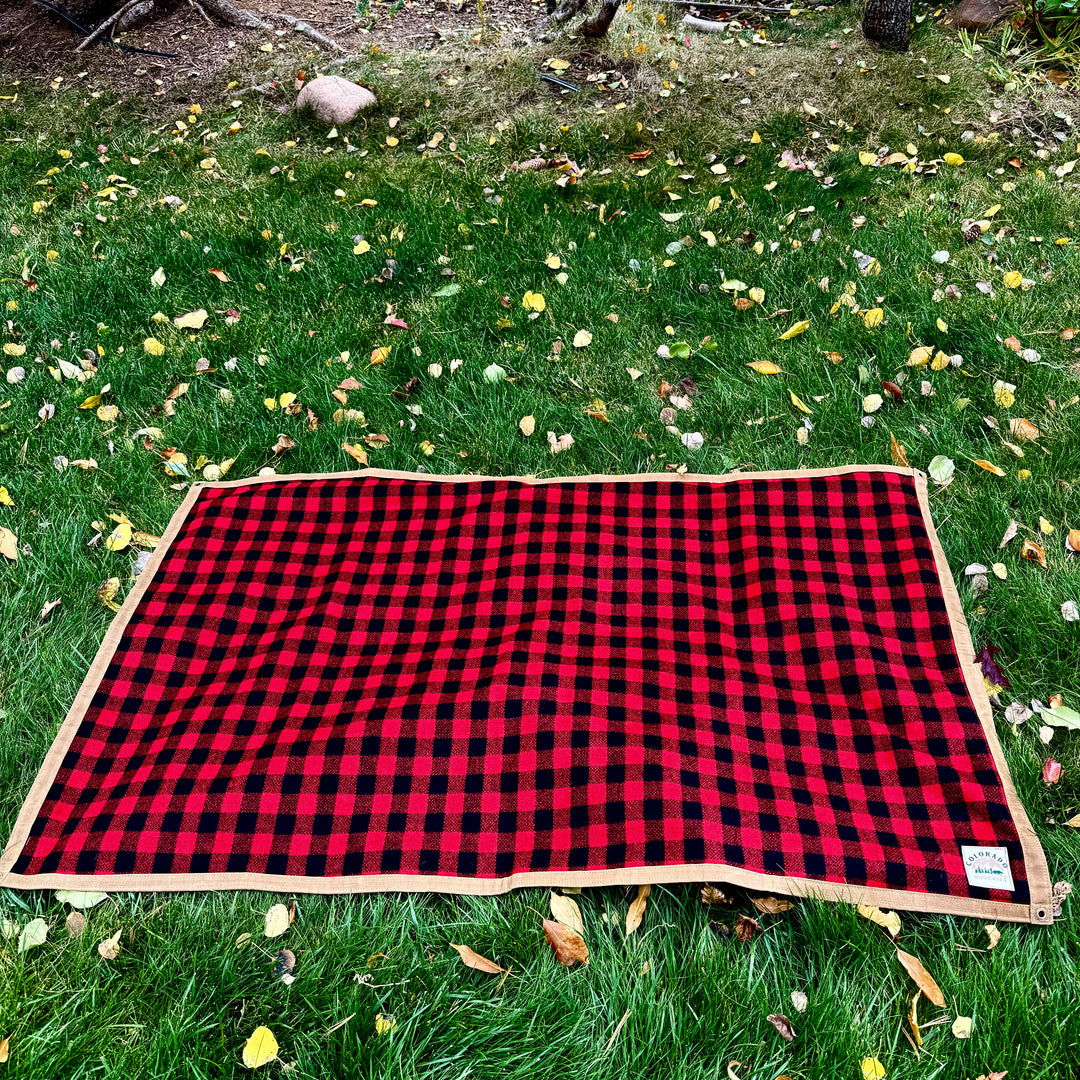 Extra Large Waxed Canvas and Buffalo Plaid Wool Lined Bushcraft Ground Cloth