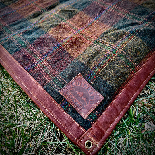 Extra Large Waxed Canvas and Vintage Victorian Wool Lined Bushcraft Ground Cloth