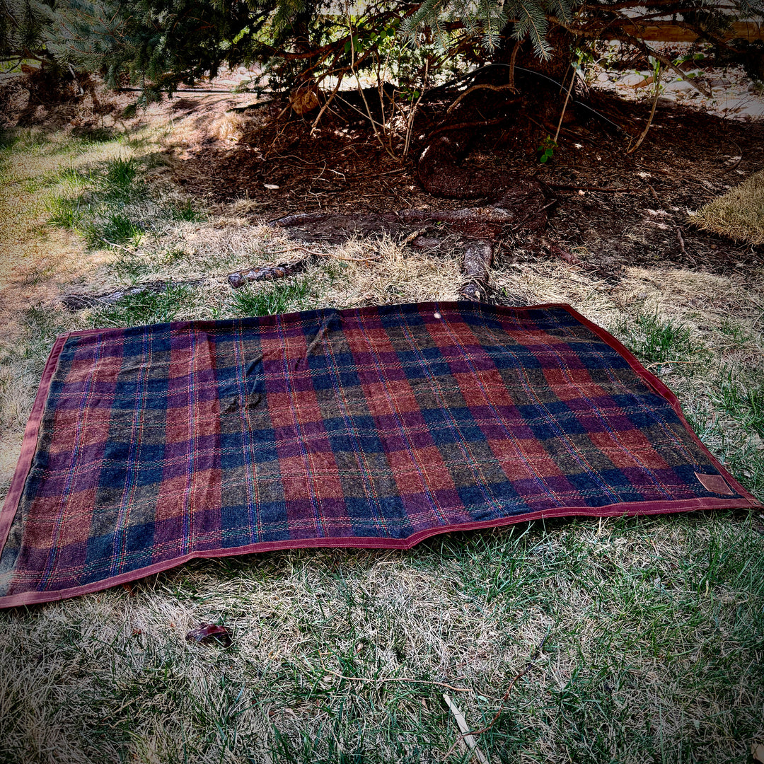 Extra Large Waxed Canvas and Vintage Victorian Wool Lined Bushcraft Ground Cloth