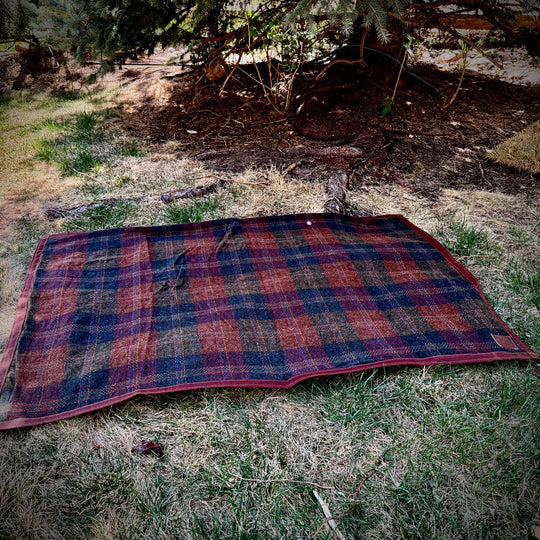 Extra Large Waxed Canvas and Vintage Victorian Wool Lined Bushcraft Ground Cloth