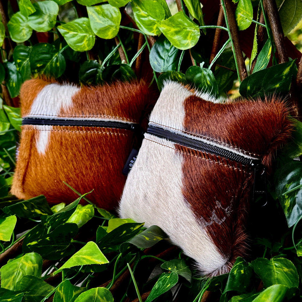 Hair-On Cowhide Small Utility Pouch (Set of two)