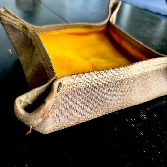 Medium Waxed Canvas and Deer Skin Lined Lined  Desk Caddy Organinzer Tray Butler